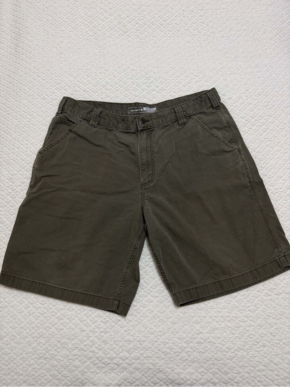 Carhartt Relaxed Fit Rugged Flex Shorts Green Canvas Carpenter Men’s Size 38